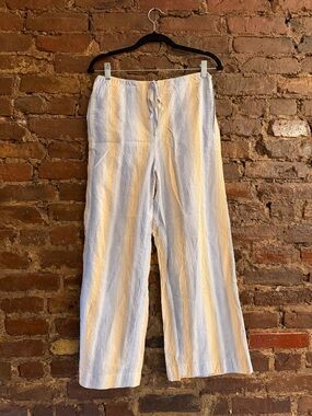 GANNI striped seersucker wide leg pants